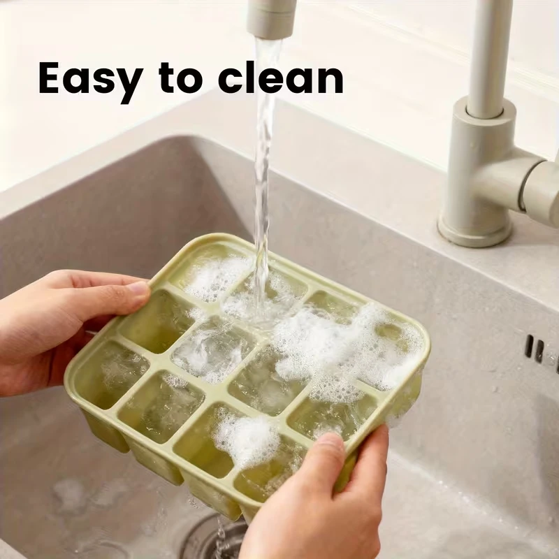 Food Grade Silicone Ice Mold Press Type Easy Release Ice Tray Reusable Ice Box for Homemade Popsicle and Daily Kitchen Use