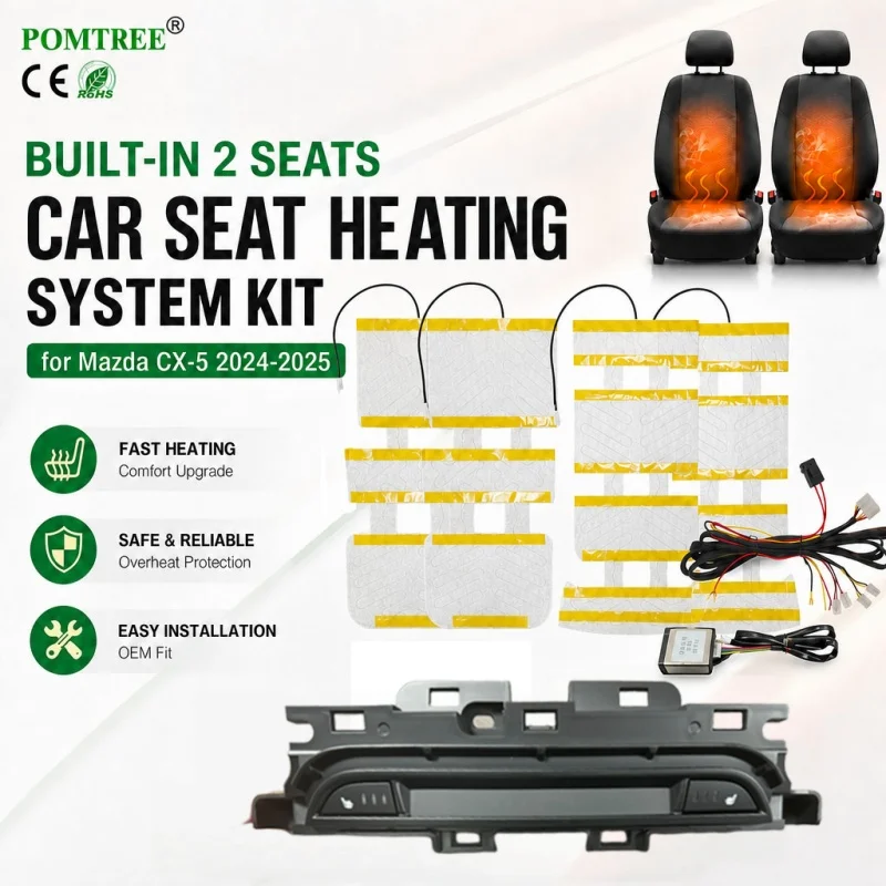 Car Seat Ventilation Heating Kit 2 Seats Dedicated Switch Heating Pads Fans For Mazda CX-5 2024-2025 Winter Warmer Fast Heat Eas