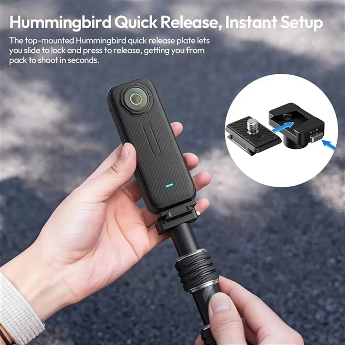VL03 Motorcycle Selfie Stick Holder with Super Clamp for Action Cameras 360° Rotating Bike Mount Bracket