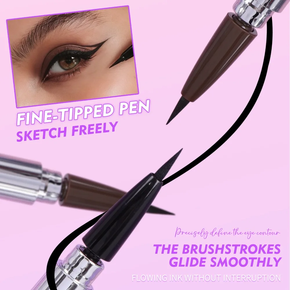Delineador de Ojos con Punta Giratoria de 360 Grados, Resistente al Agua, de Larga Duración, Altamente Pigmentado, Delineador Líquido Semipermanente para Líneas Precisas de Maquillaje