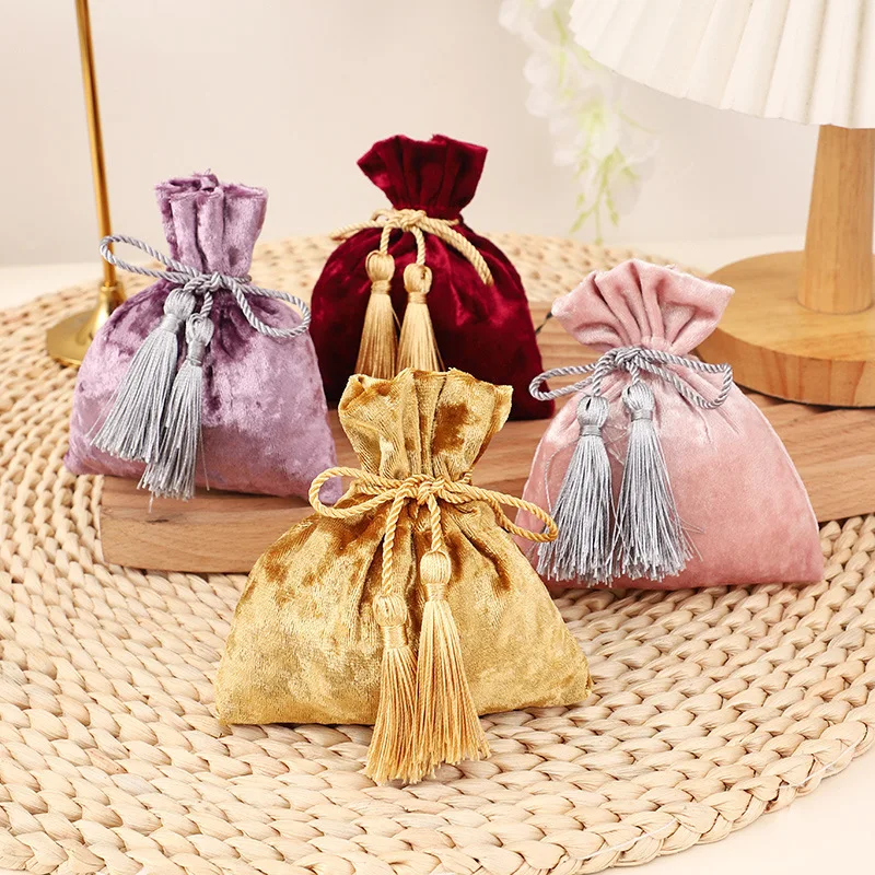 Light Luxury Velvet Candy Bag Jewelry Pouch Gift Bag for Wedding Party Chrismas Decor Jewelry Organizer