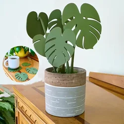 Monstera Coaster Plant 3D Printed Magnetic Green Leaf Drink Coasters Artificial Plant Ornament Indoor Home Decoration