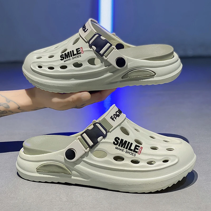 

Летние мужские сандалии, уличная пляжная обувь, модные мужские тапочки из ЭВА с поддержкой свода стопы, водонепроницаемая садовая обувь для мужчин, сабо