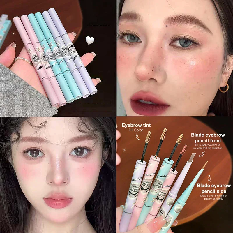 Cappuvini 3D Eyebrow Dye Cream Gray Brown Double Head Eyebrow Pencil Long Lasting Waterproof Eye Brow Pen Tint Mascara Enhance
