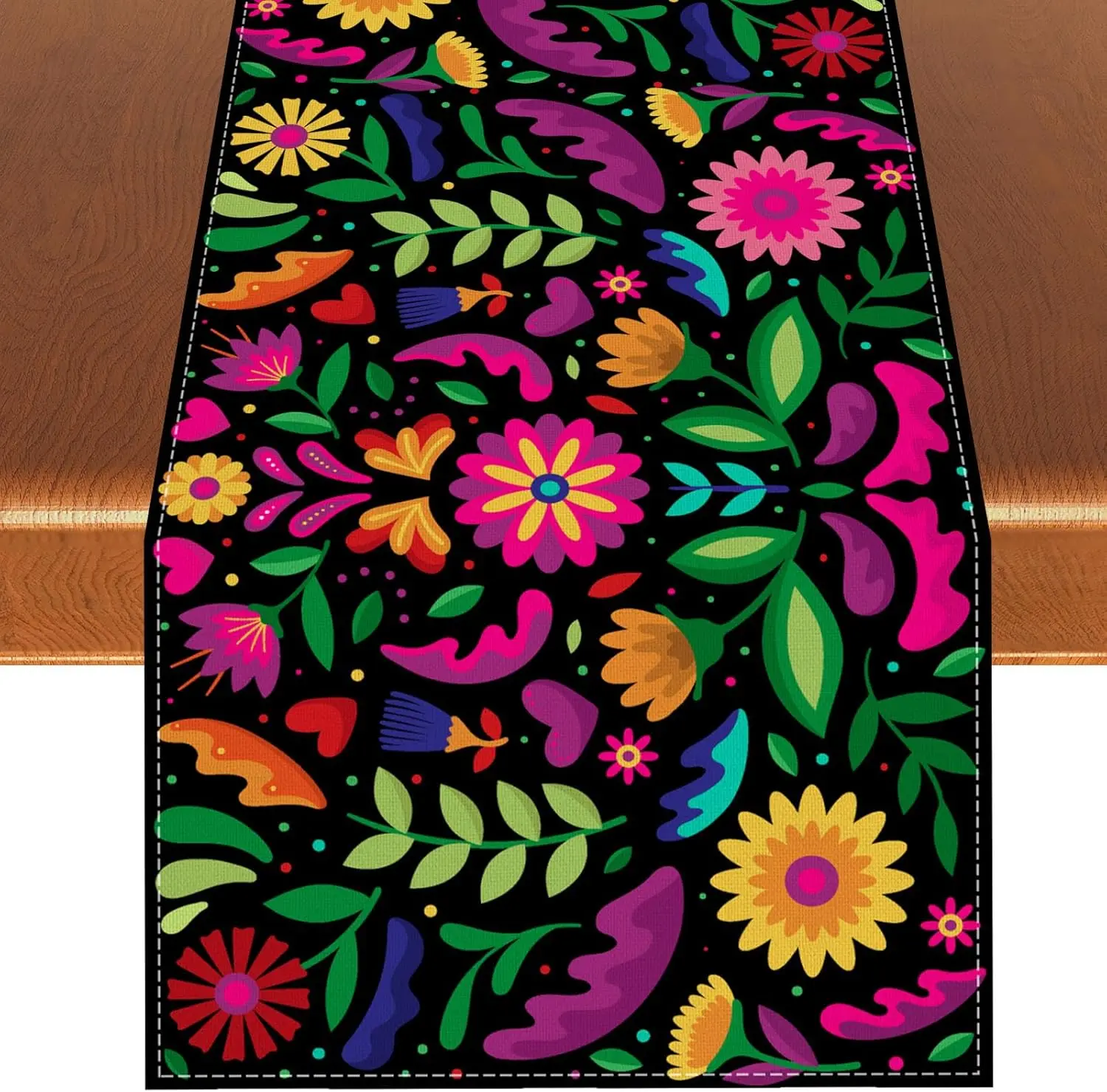Mexican Table Runner Day of The Dead Tablecloth Fiesta Decor Reusable Kitchen Dining Table Runner Holiday Party Decor