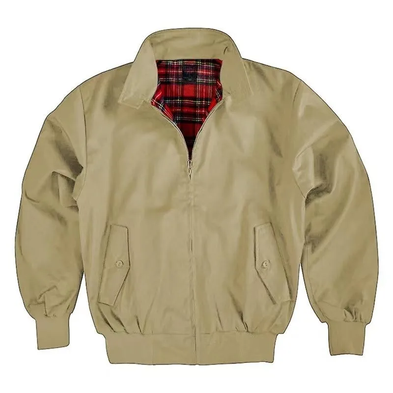 Chamarras Para Ho-chaquetas Harrington sólidas europeas Para hombres, abrigo Retro suelto a cuadros, chaqueta Bomber Vintage, cortavientos, otoño