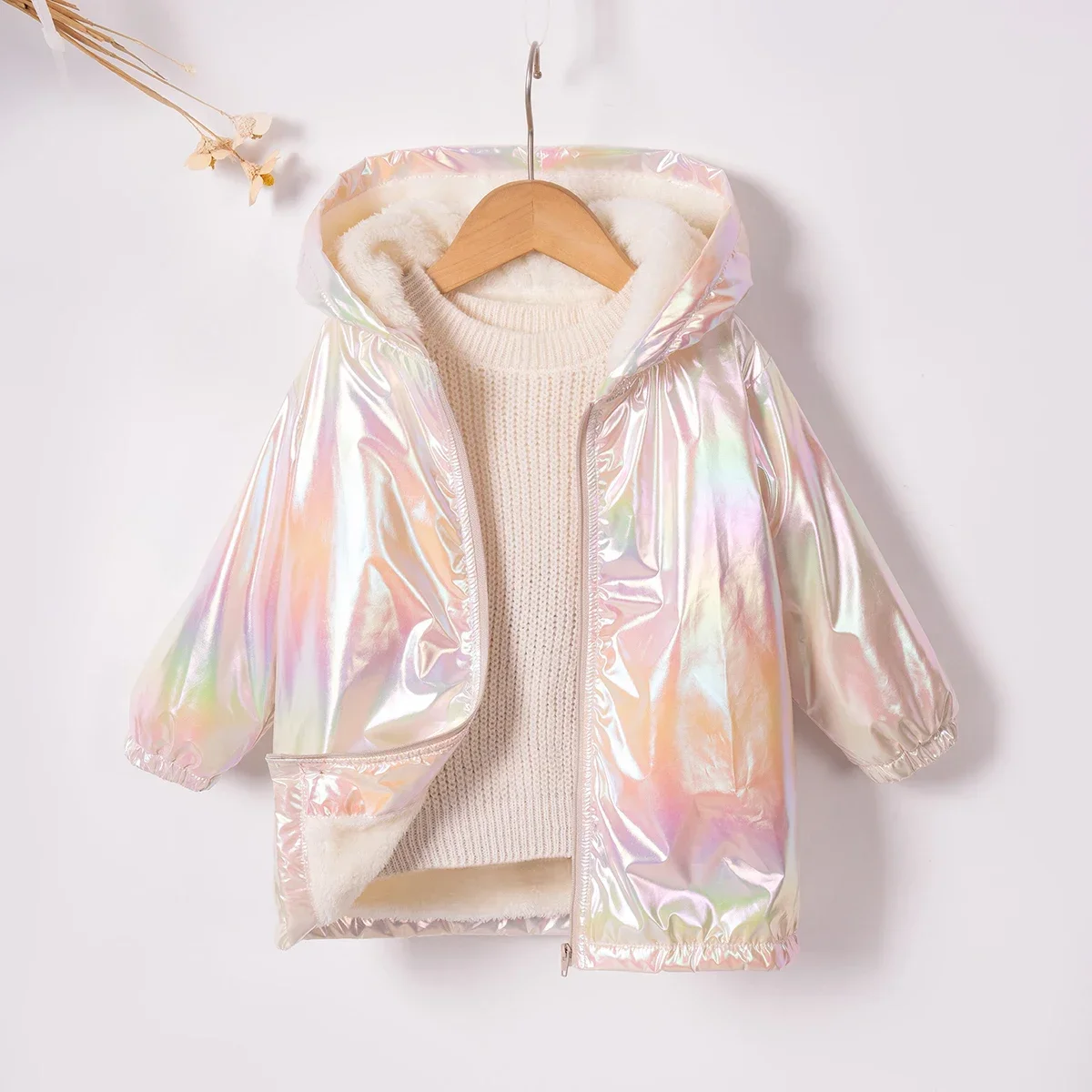 Toddler Top Autumn+Winter Velvet Warm Top Fashion Colorful Hooded Long Sleeve Jacket Comfortable Interior Daily Wear Party Wear