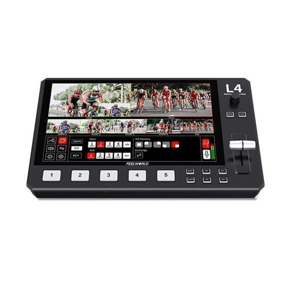 

FEELWORLD L4 10.1 inch Camera Video Mixer Switcher Touch Screen Video Switcher Multi Monitor For Filmmakers Photographers Vlog