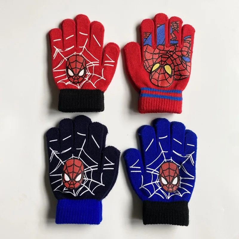 Spiderman Kids Warm Gloves Cartoon Printing Gloves Fashion Boys Girls Winter Mittens Christmas Gifts 5-10Y