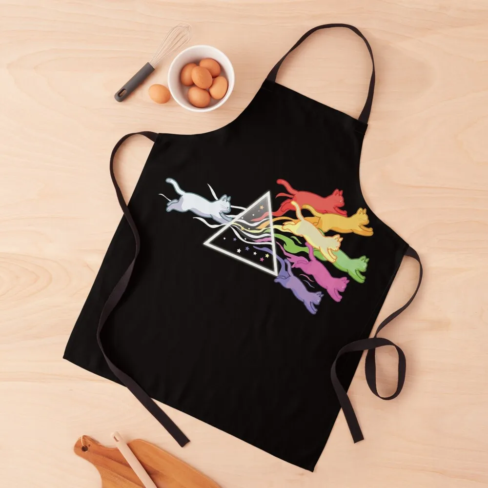 

Cat Prism Rainbow Light Funny Physics Science Spectral Cat Apron chef for man Cute Kitchen Apron
