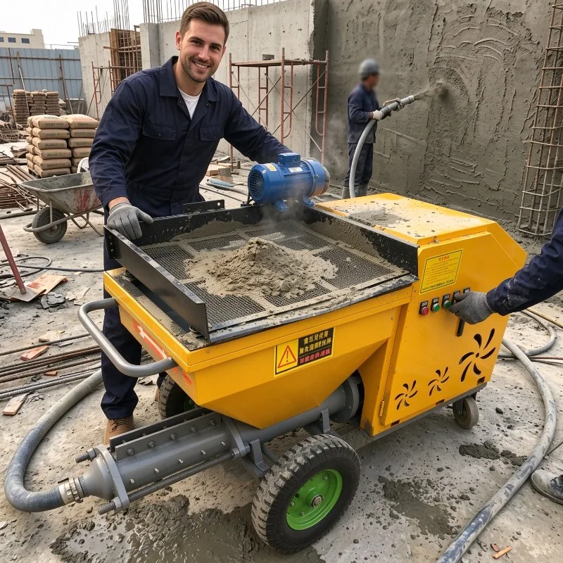 Lightweight Cement Mortar Spraying Machine 3m3/h Electric Wall Plastering Render Sprayer Pump 220V Concrete Stucco Spray Tool