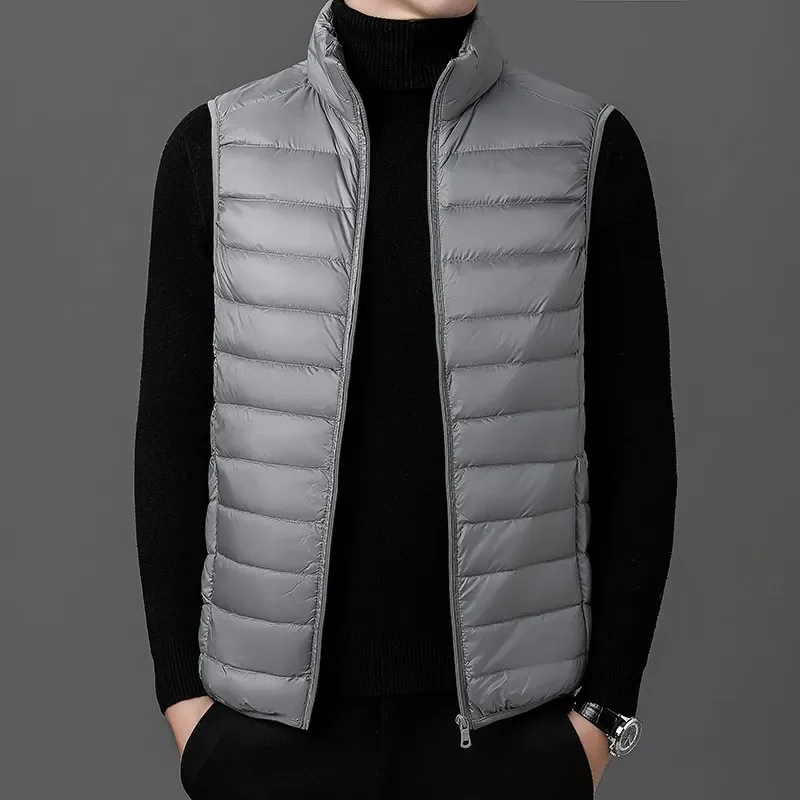 

2025 Autumn Winter Men' Sleeveless Vest Jackets Fashion Male Cotton-Padded Vest Coats Men Stand Collar Warm Waistcoats Clothing