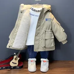 Winter jacket for Boys Girls Medium Length Down Jacket NewThickened Hooded Coat Big Childrens Kids Jacket 2-10Years