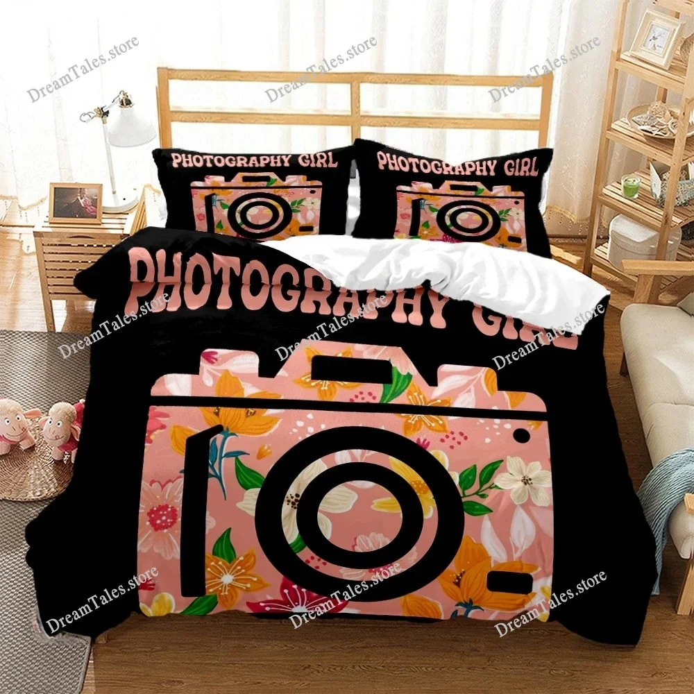 Vintage Camera Duvet Cover Fashion Comforter Bedding Set Soft Quilt Cover and Pillowcases for Teens Boy Single Double Queen King