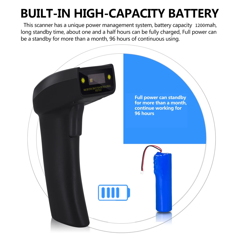 Imagem -05 - Ccd Wired Barcode Scanner Distância de Transferência sem Fio 100 Metros Trabalhar com Windowsmac 2.4ghz d 2d