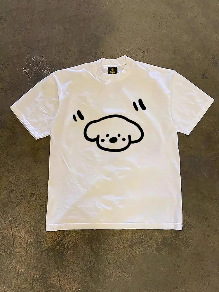Loose Fit Cotton Short Sleeve T-Shirt Unisex Casual Comfortable Breathable Pure Cotton Double Thread T-Shirt for Summer