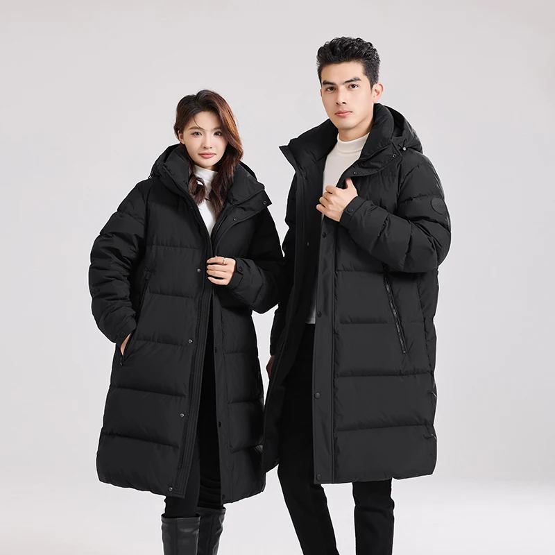 

Top Casual Men's Warm Hooded Duck Down Jackets Winter Couple's Outwear Windproof Long Puffer Coat Thicken Padded Parkas Clothing