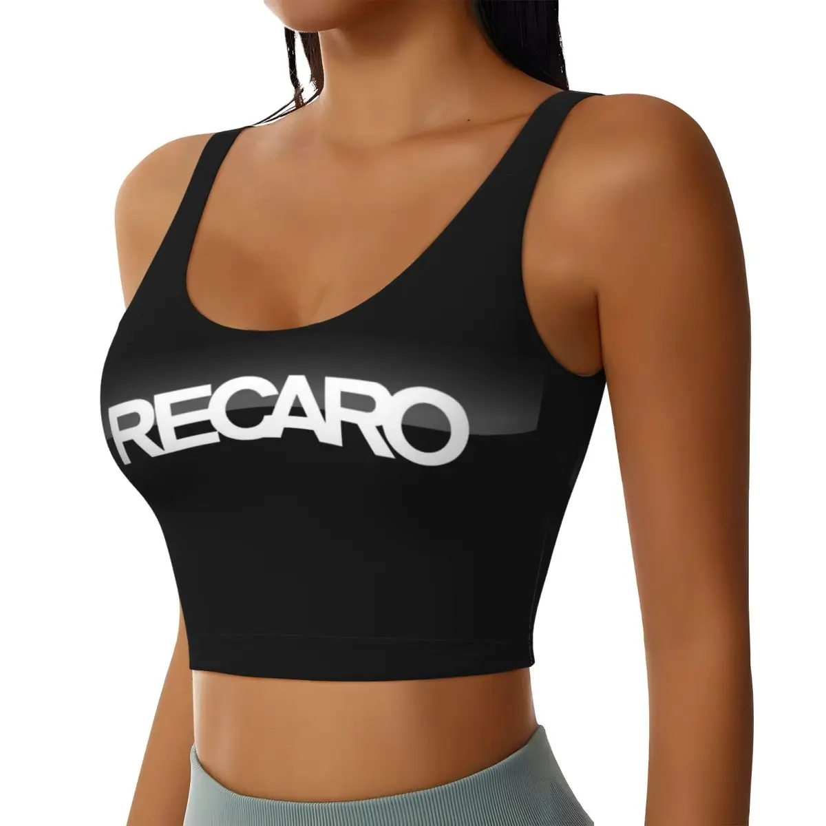 Custom Recaros Logo Workout Crop Tank Tops for Women Seamless Yoga Running Sports Bras