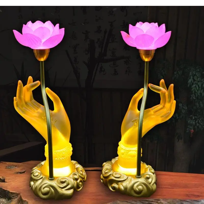 Colorful Discolores Crystal Lamp Plug In Payment Glazed Bergamot LED Buddha Household Prayer Buddhist Utensils