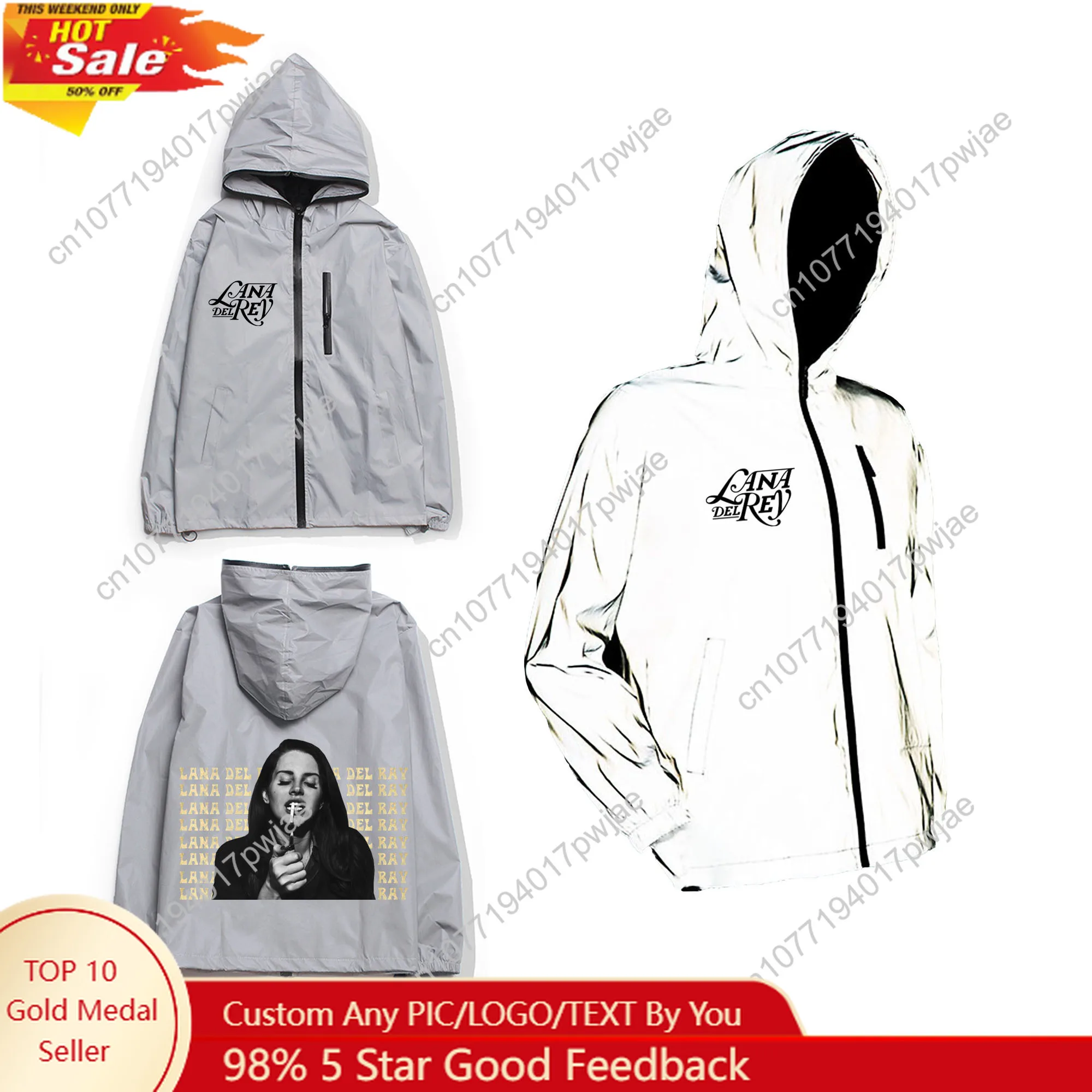 

Lana Dere Singer Reflective Jacket Mens Womens Coat Hooded Windbreaker Run Pocket Jackets Hiking Zipper Customized Hoodie