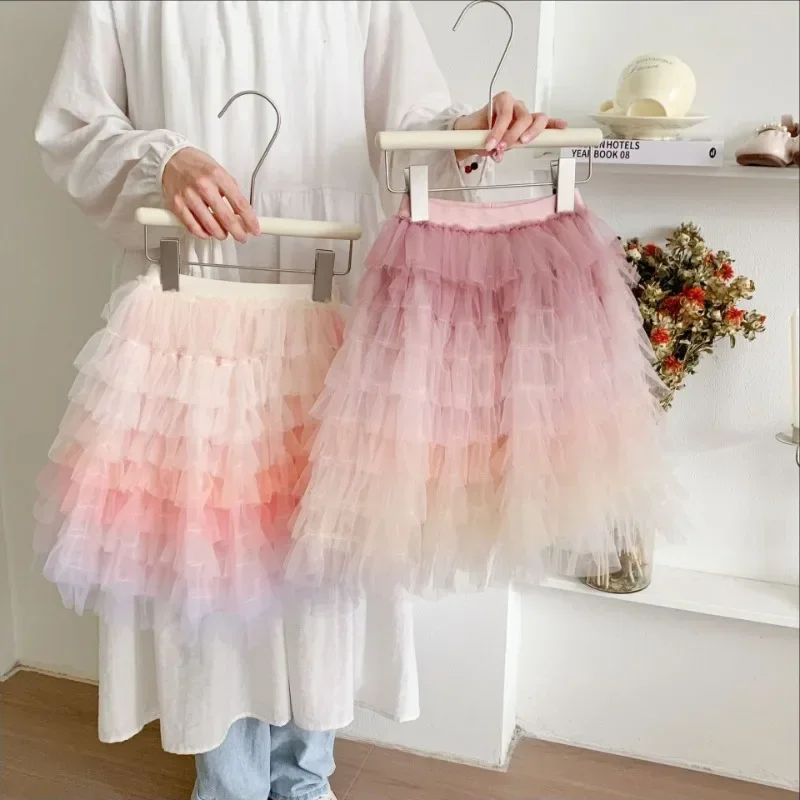 

Kids Party Birthday Skirt Little Girls Tutu Skirts Toddler Tulle Rainbow Layered Princess Ball Gown Petty Skirt Ballet Dance