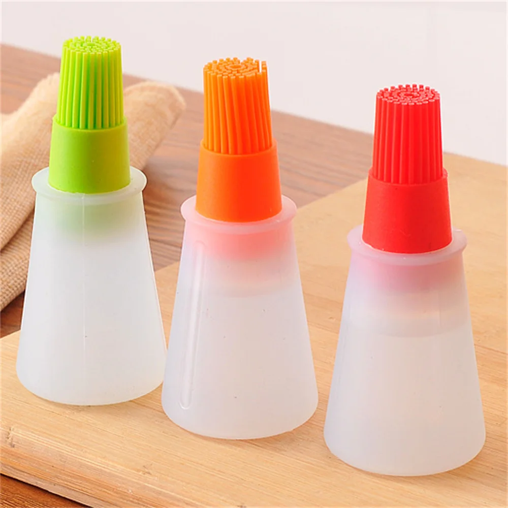 Portable Oil Bottle Barbecue Brush Silicone Kitchen Portable Cooking Tools Baking Pancake Barbecue Camping Gadgets Accessories