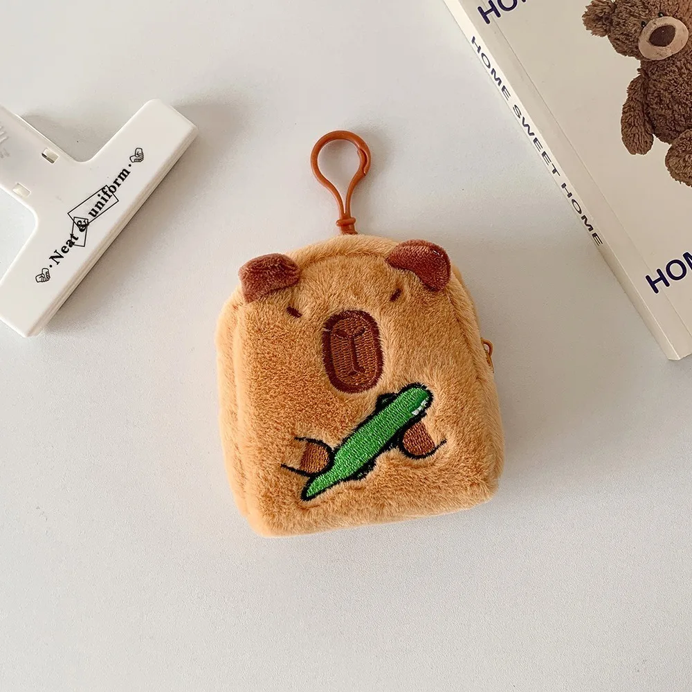 

Creative Cartoon Capybara Anime Plush Coin Purse Plush With Keychain School Bag Pendant Headphone Storage Bag