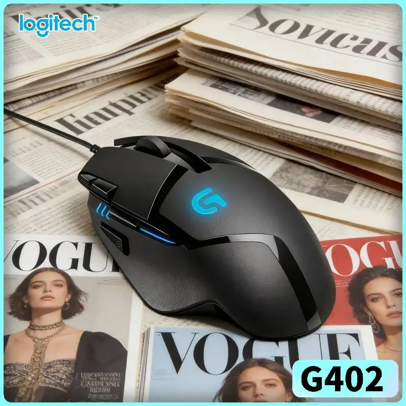 Logitech G402 Gaming Mouse 8 Custom Buttons 32-Bit Processor 500 IPS 4 DPI Settings 20M Clicks Anti-Slip Grips