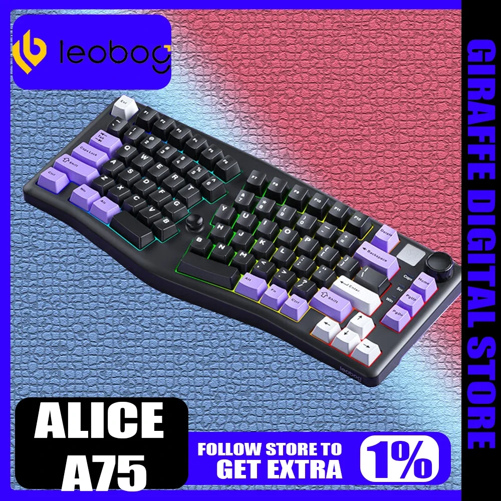 Leobog Alice A75 Mechanical Keyboard RGB Hot swap Tri Mode Wireless Gaming Keyboard Custom Ergonomics PC Gamer Office Accessory