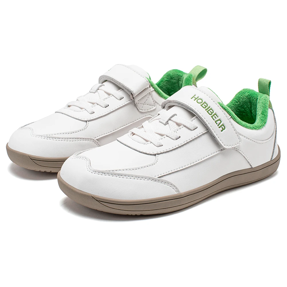 HOBIBEAR Kinder-Schuhe mit Kunstfell gefüttert, Barfußschuhe, Winter, breite Zehenbox, Kunstleder, Hakenschlaufenschuhe für große Kinder/Jungen und Mädchen – Detail 8