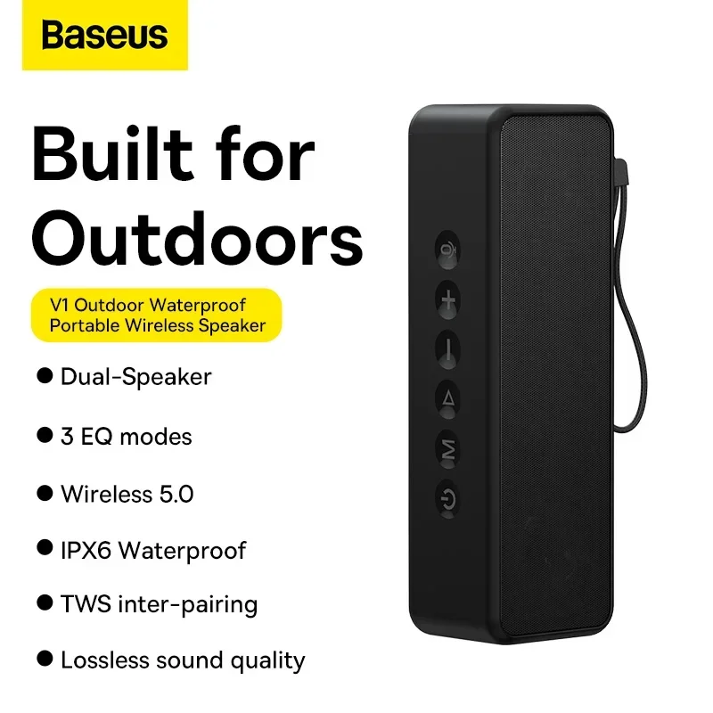 Baseus V1 Portable Bluetooth Speaker Outdoor Portable 20W Subwoofer Soundbar 3EQ Mode IPX6 Waterproof Wireless Quality Sound Box