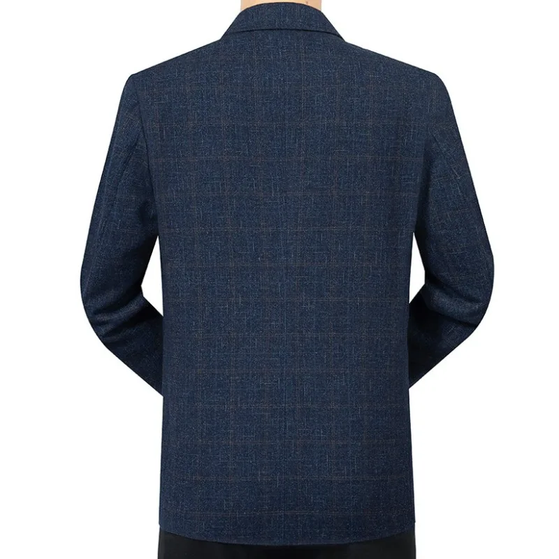 Immagine 4: KIDWHXR Giacca da uomo primaverile e autunnale, blazer alla moda a quadri con colletto alla coreana, giacca slim casual da uomo, non necessita di stiratura, giacca slim da uomo per affari