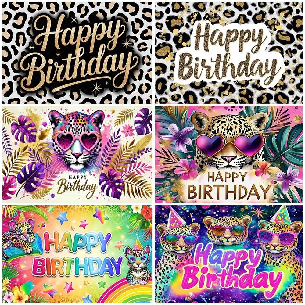 

Golden Shiny Leopard Print Backdrop Birthday Colorful Pink Leopard Print Party Decorations Photography Background Girl Boy Gifts