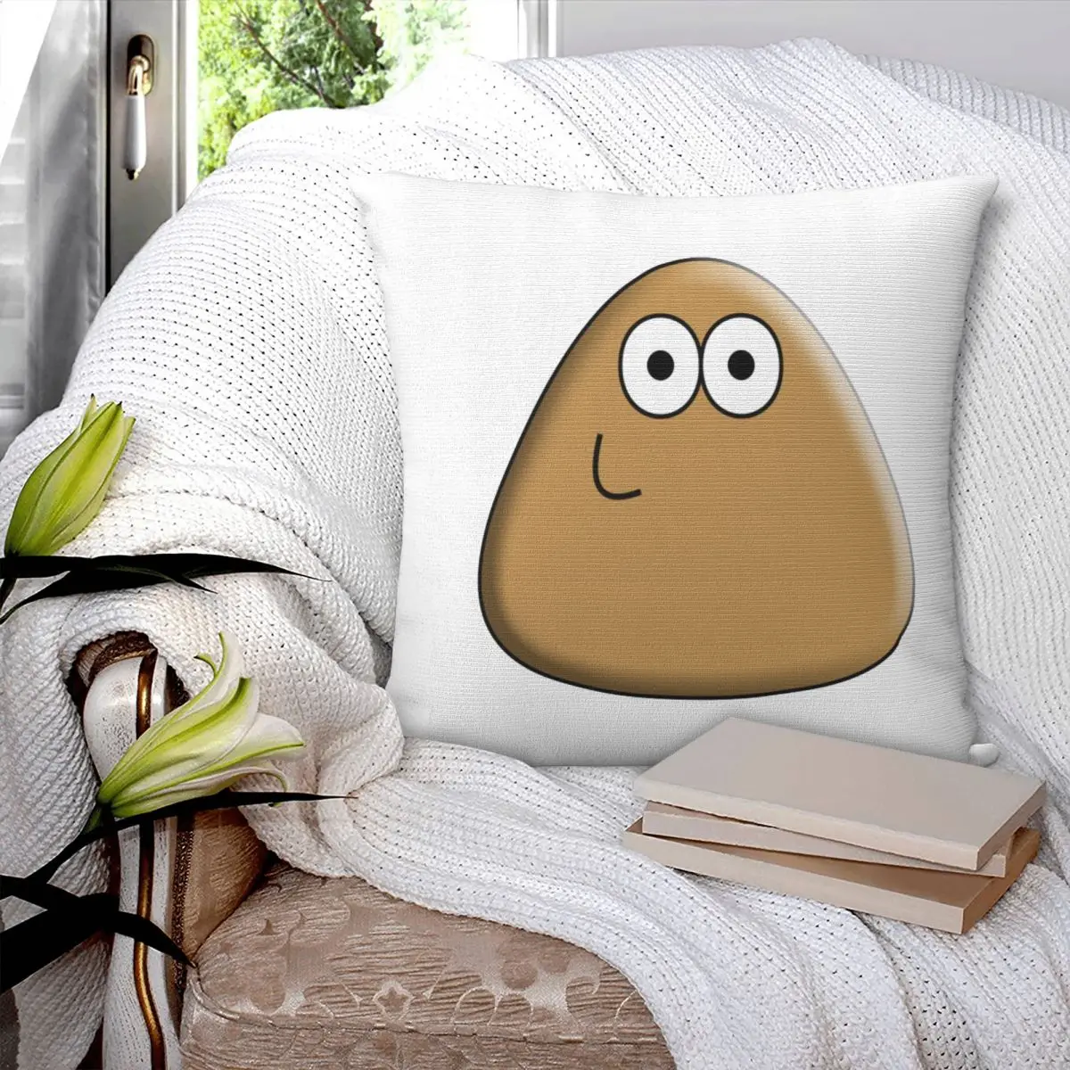 Pou 1 Pillowcase Cushion Modern Zipper Cushion Cover Bed Decorative Pillows Customizable