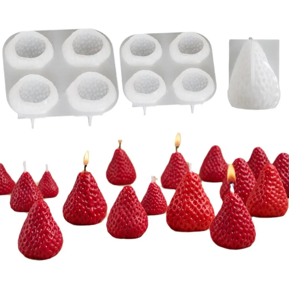 Silicone 3D Strawberry Mold Strawberry Shape Handmade Craft Aromatherapy Candle Mold Reusable Gypsum Resin Casting Molds
