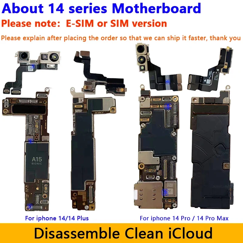 Mainboard Logic Board For iPhone 14 Pro Motherboard with Face ID Unlocked Free Support iOS Update iCloud Logic Full Chips Plate