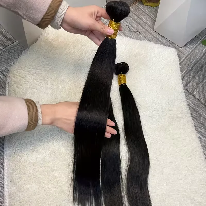 12A Grade Bone Straight Brazilian Remy Human Hair Bundles 34 36 38 40 Inch Silky Smooth Minimal Shedding Tangle Free Heat Resistant Long Hair Weave Extensions 1 3 4 Packs For Black Women Daily Party