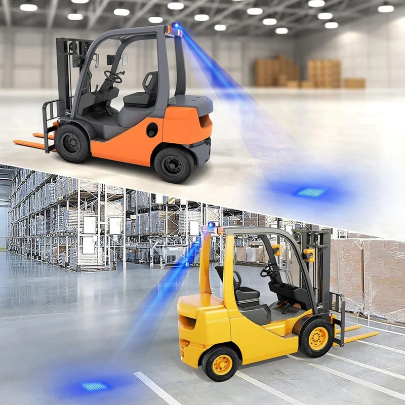 Square LED Forklift Safety Lights Blue DC 10-80V Forklift Backup Lights 3W Warehouse Pedestrian Warning Spotlight