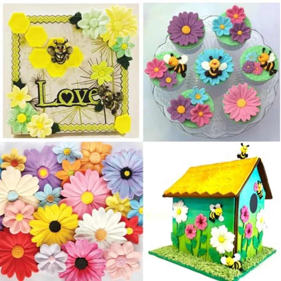 Flower Blossoms Silicone Mold Daisy Chrysanthemum Flower Fondant Mold for Cake Decoration Chocolate Cupcake Topper Candy Sugar view 3