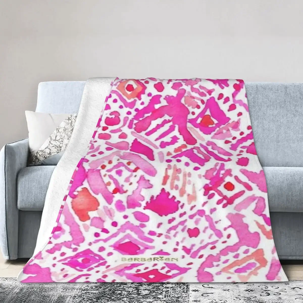 

Cute Geometric Pink Blanket Soft Warm Flannel Throw Blanket Bedspread for Bed Living room Picnic Travel Home Couch