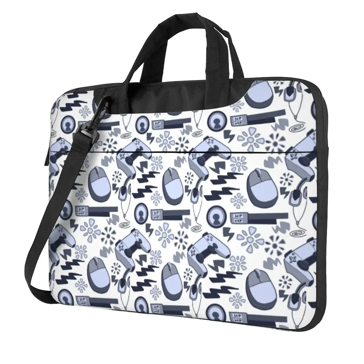 Video Gamers Print In Blue Gray Crossbody Laptop Bag Case Computer Bag Resistant Protective Notebook Pouch for Macbook Pro