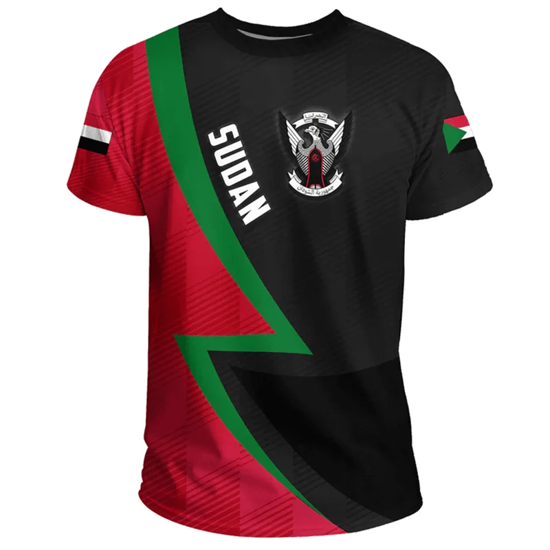 Sultan Men's T Shirts Casual Loose Crew Neck Sudanese Flag Short Sleeved Tees Tops Men Clothing Oversized Tshirt Streetwear 2024