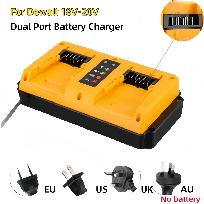 

Портативное двухпортовое зарядное устройство 90 Вт для литиевой батареи DeWalt 18 В-20 В, перезаряжаемая вилка DCB207 DCB206 DCB204 DCB203 EU/US/UK/AU