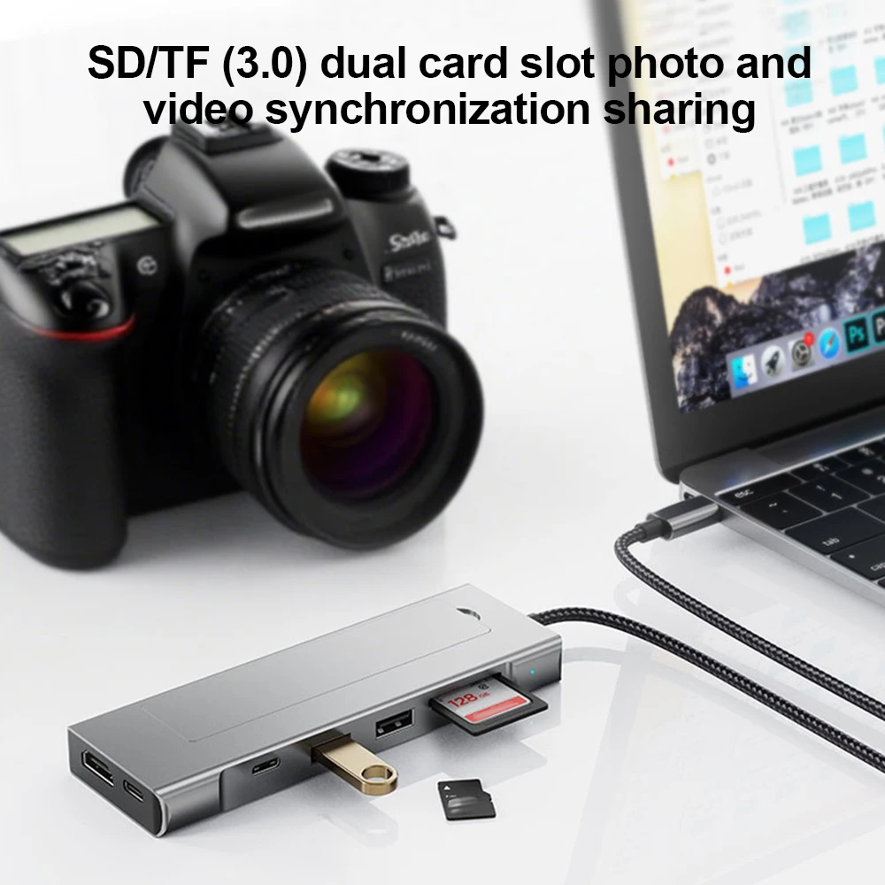 KEBIDUMEI 9-w-1 M.2 SSD HUB Stacja Dokująca USB C z Funkcją Przechowywania Dysków Obudowa SSD RJ45 HDTV 4K60Hz Hub USB3.2 10Gbps — zdjęcie produktu 5