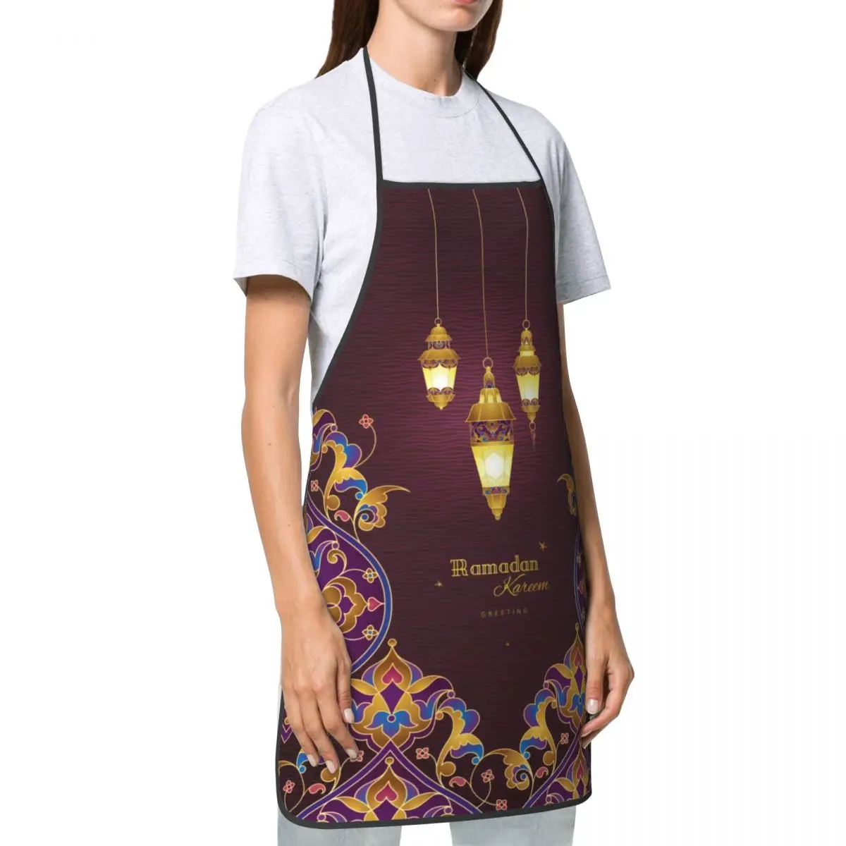 Custom Bib Ramadan Kareem Gift Aprons for Men Women Unisex Adult Chef Cooking Kitchen Muslim Islamic Eid Mubarak Tablier Cuisine