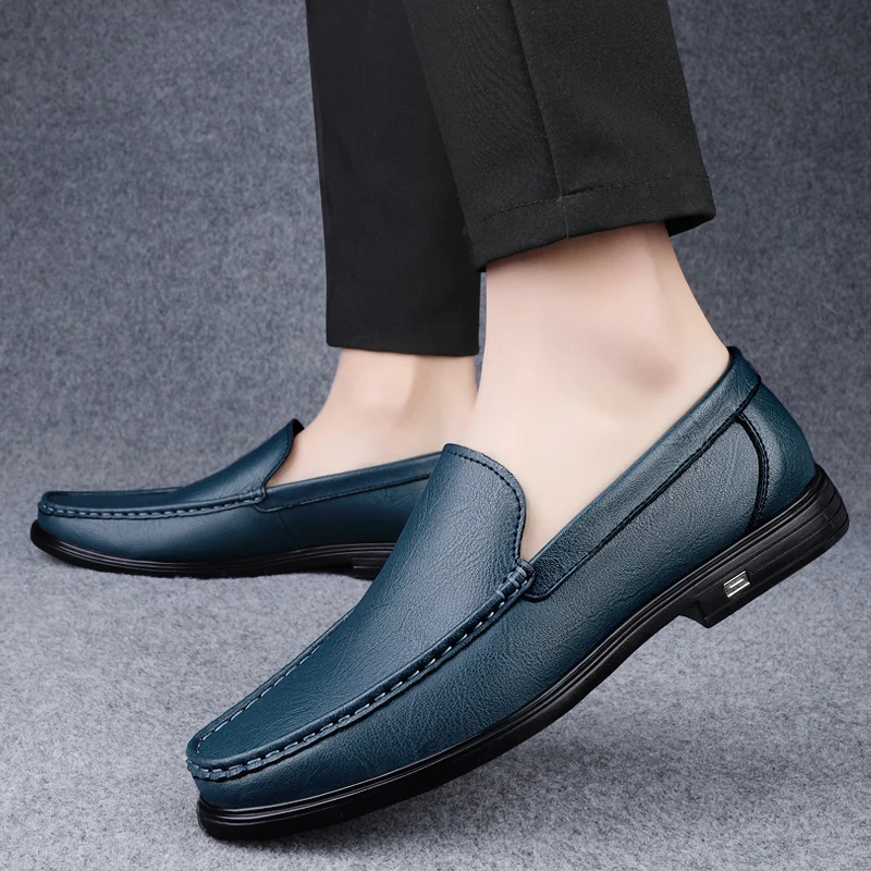 WAERTA Genuine Leather Men Footwear Slip on Office Man Formal Shoes Wedding Party Men Dress Shoes Breath Driving Lazy Loafers