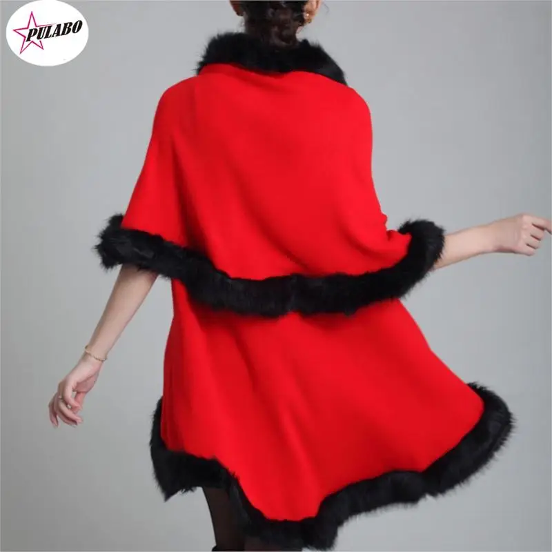 PULABO Fashion Women Faux Fur Coat Black White Long Wool Cashmere Cardigan Women Poncho Knitted Sweater Women Scarves 12 Colors