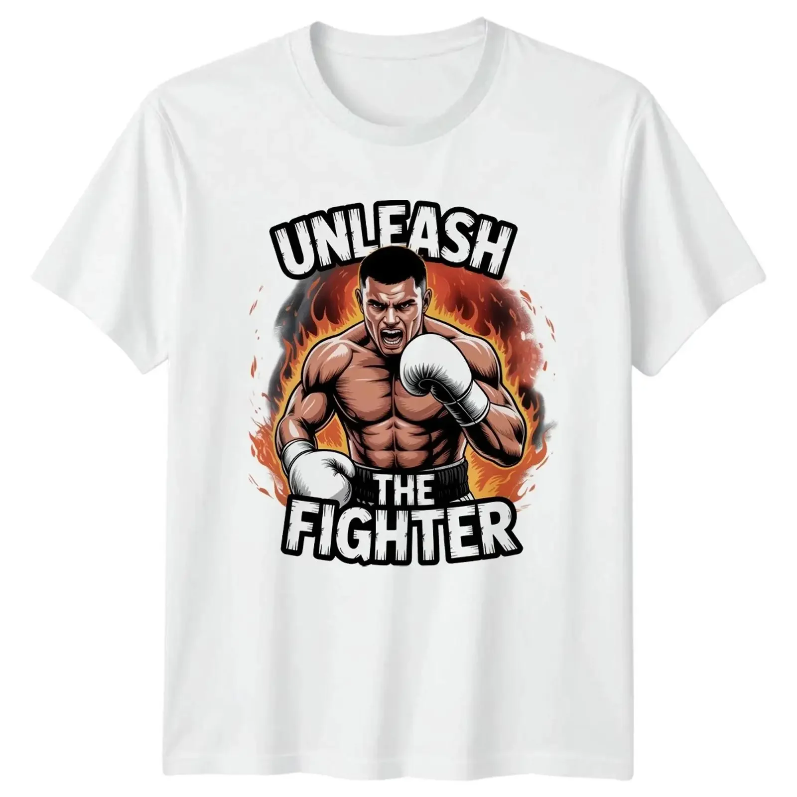Unleash The Fighter Herren-T-Shirt, Boxen, Kampf, Sport, Vatertag, Geschenk für Ihn, Vintage-Stil, gewaschen, Unisex, weich, leicht