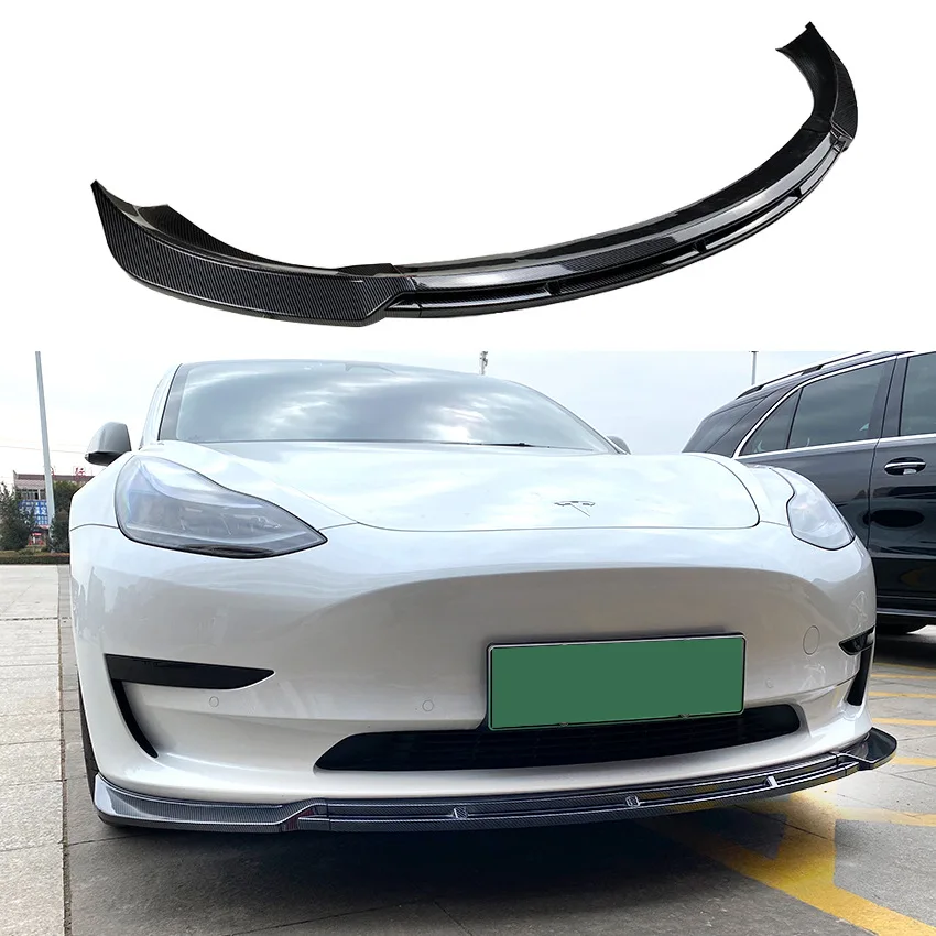 For Tesla Model 3 2017-2021 Front Bumper Lip Splitter Spoiler Carbon Fiber ABS