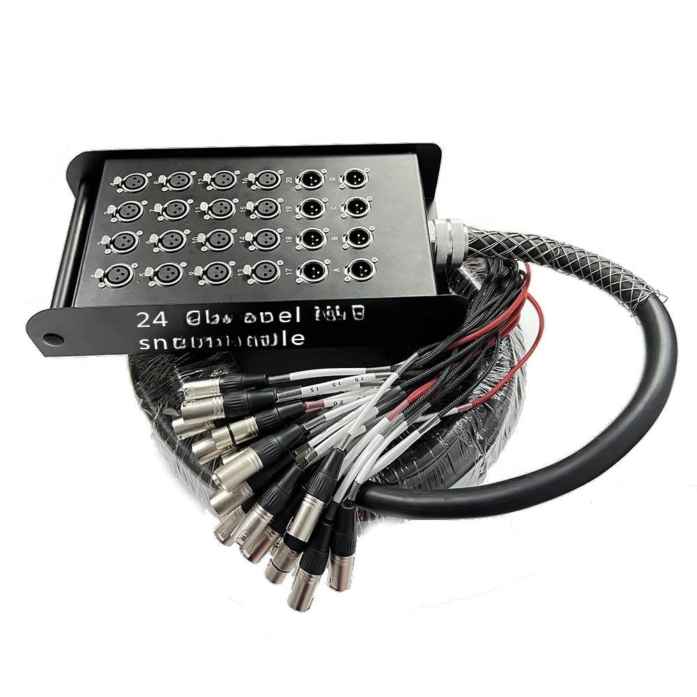 With Stage Box, Professional Multi-Core 24-Channel 3-Pin Male to Female Y Splitter Microphone Audio Snake Cable